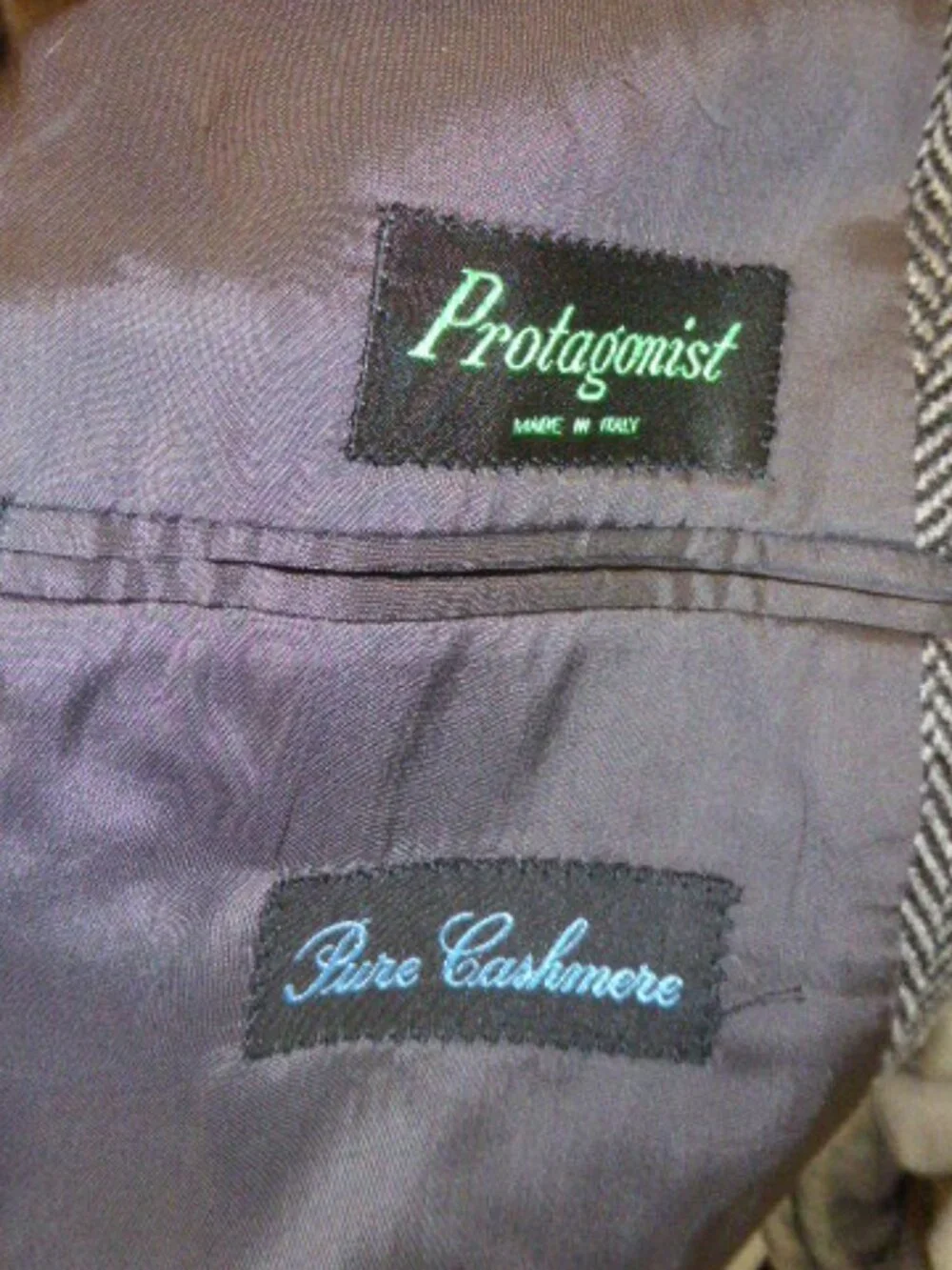 PROTAGANIST Black herringbone cashmere blazer 40